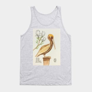 Louisiana state bird & flower, the pelican and magnolia Tank Top